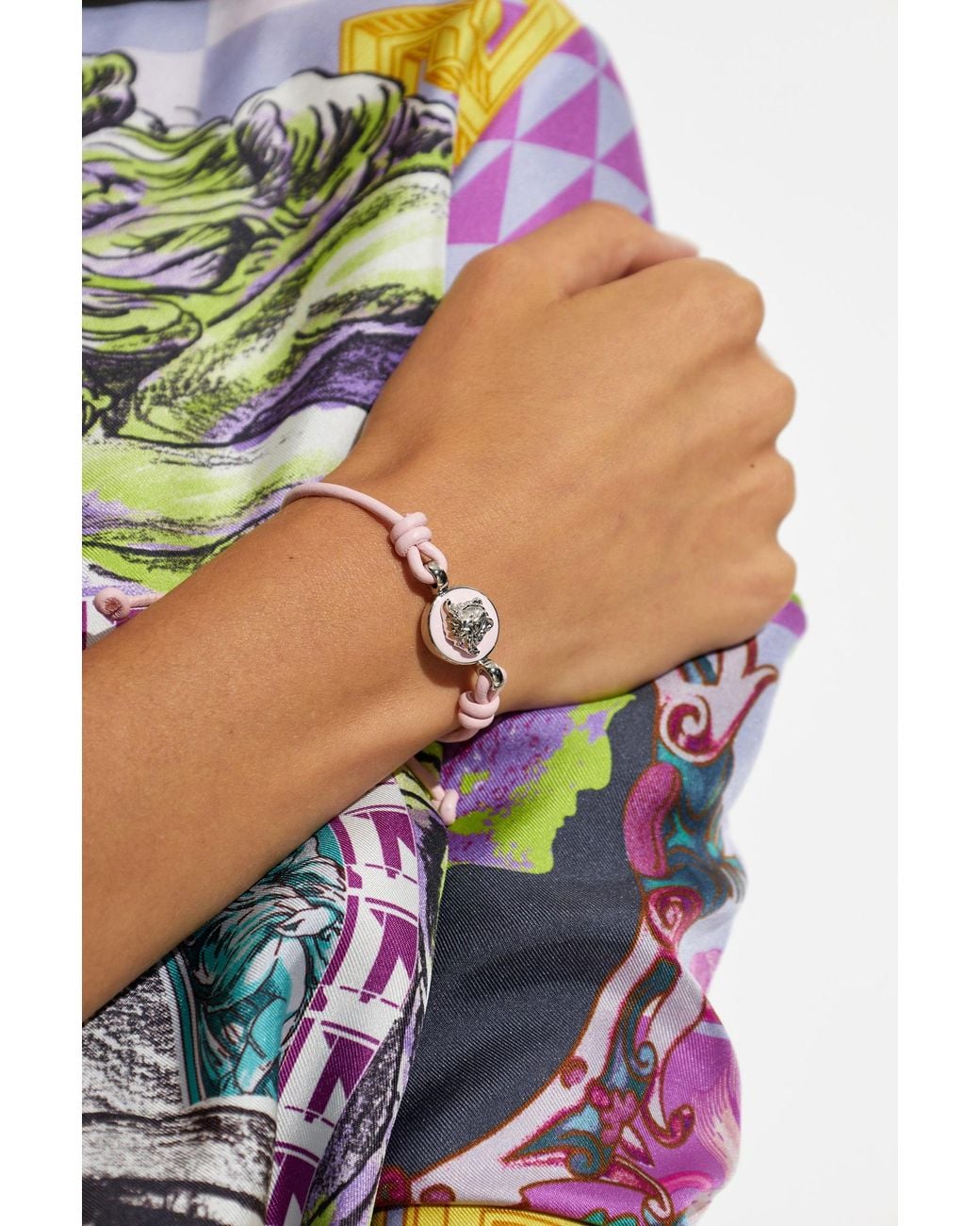 Versace Pink Leather Bracelet