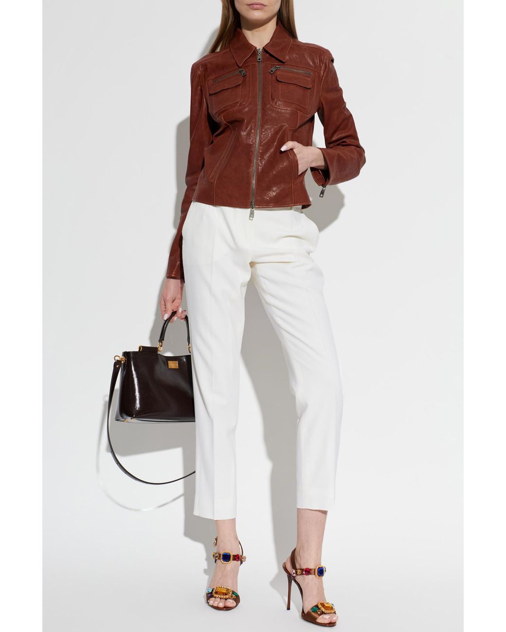 Dolce & Gabbana Red Leather Jacket