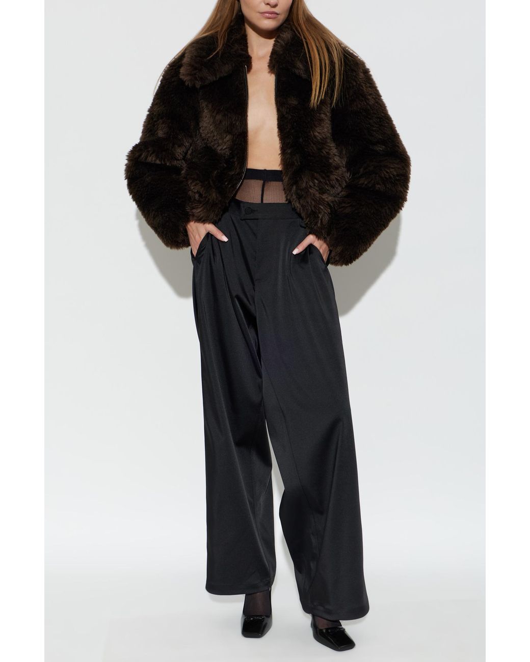 The Mannei Black Loose-Fitting Satin Trousers