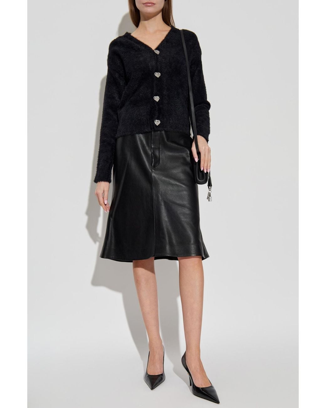 Balenciaga Black Cardigan With Buttons Embellished With Sparkling Crystals