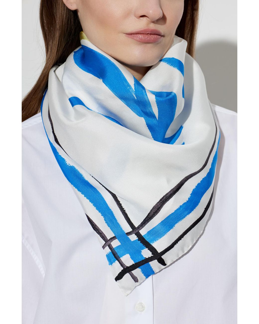 Marni Blue Silk Scarf