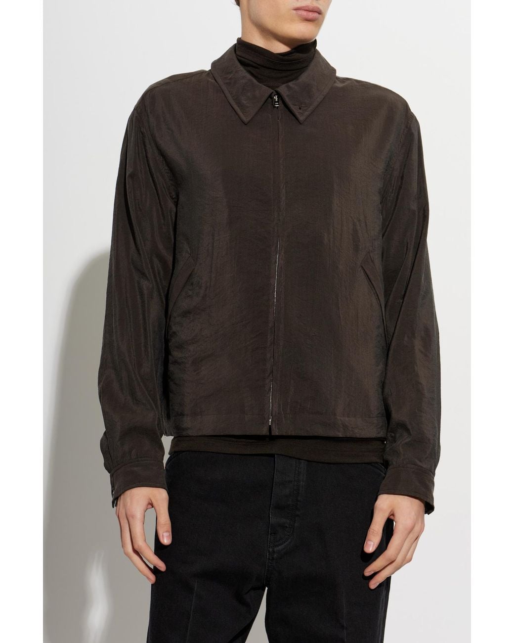 Lemaire Black Lightweight Collared Jacket for men