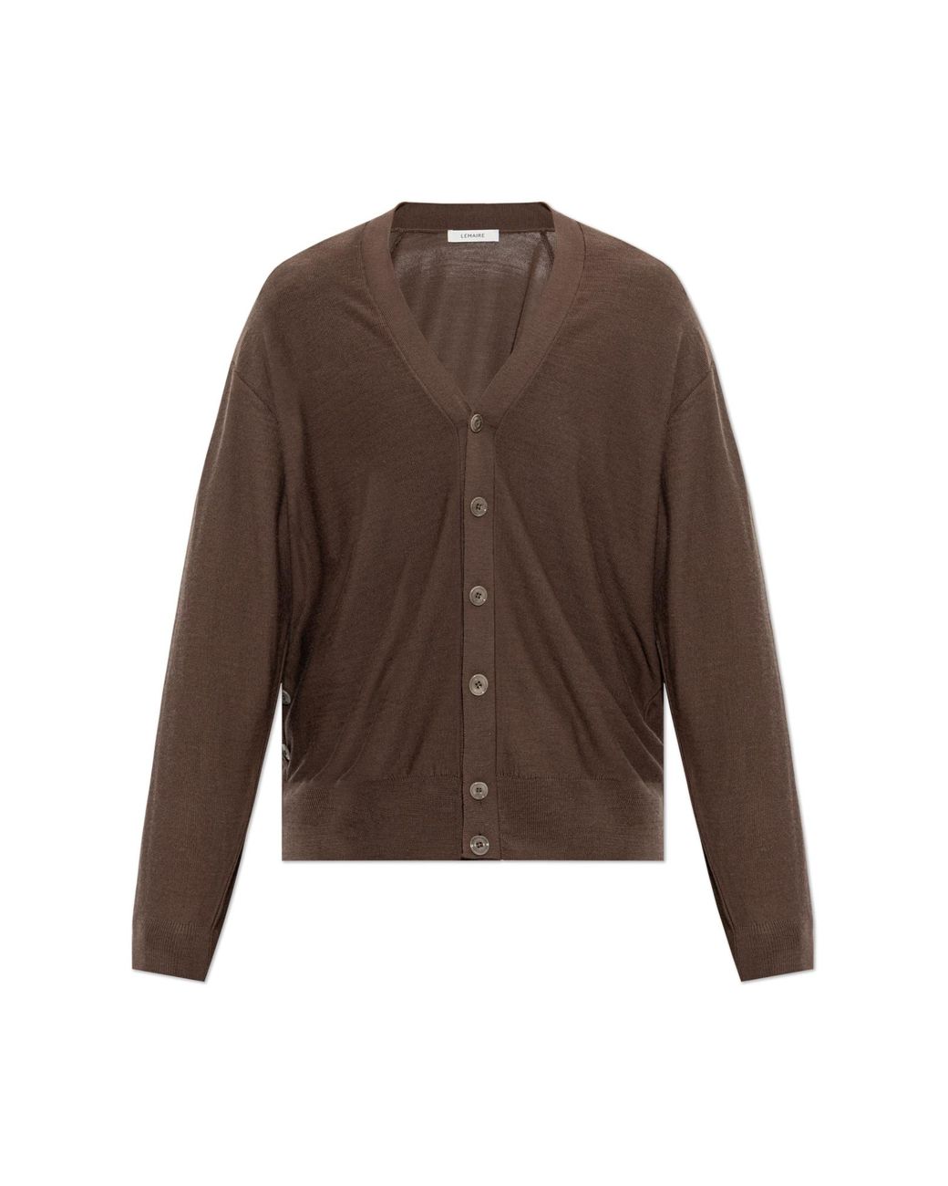 Lemaire Brown V-Neck Cardigan for men
