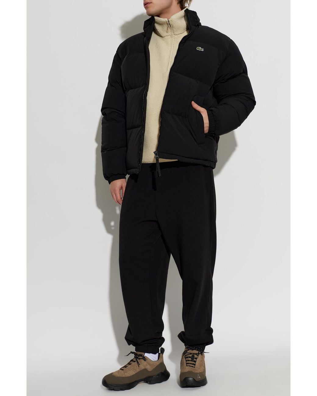 Lacoste Black Insulated Jacket With Stand-Up Collar for men