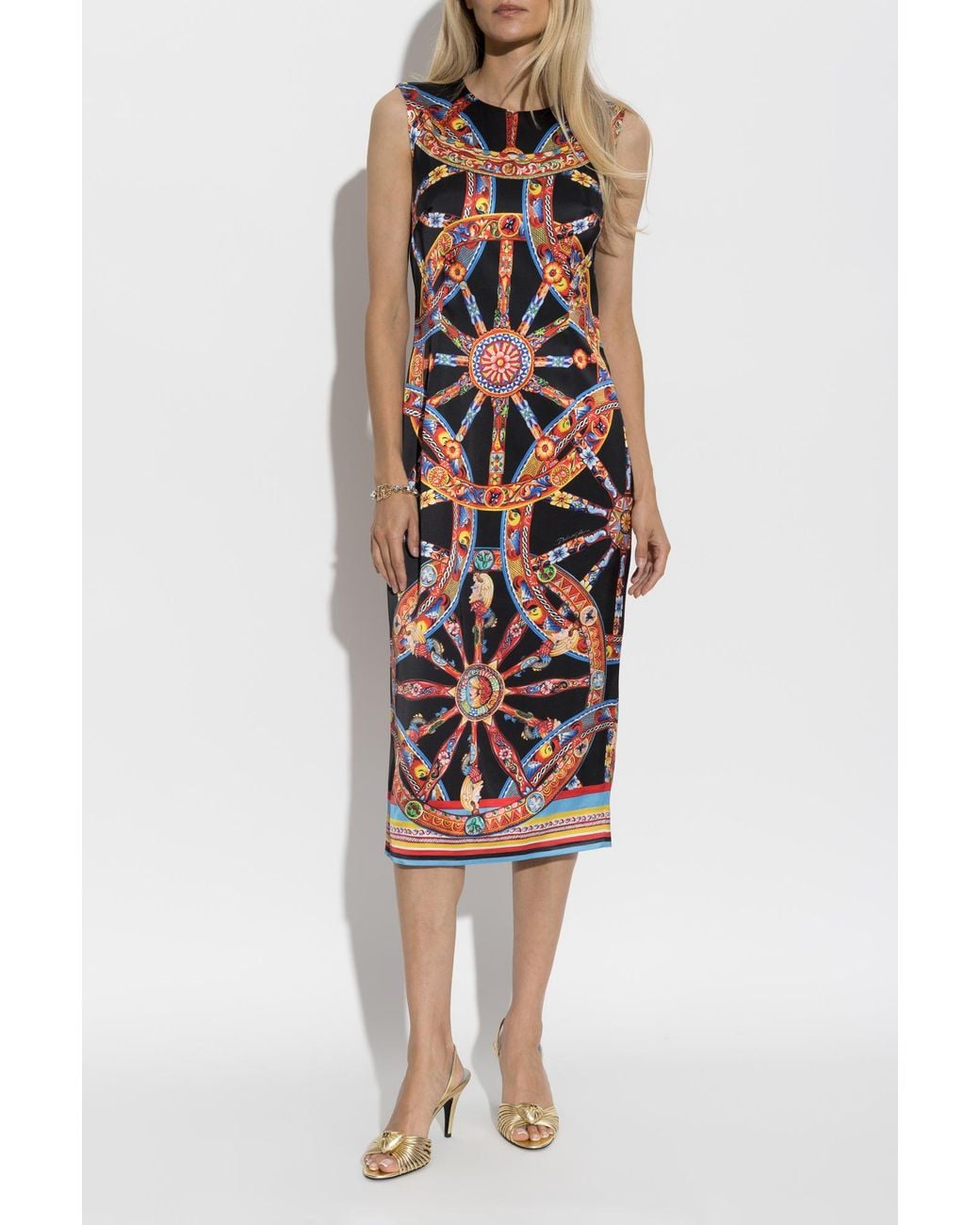 Dolce & Gabbana White Dress With 'Carretto' Print