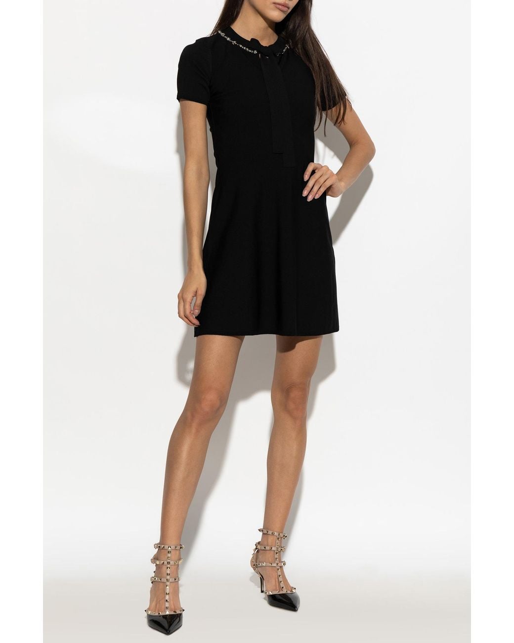 Valentino Garavani Black Dress With Shimmering Crystals