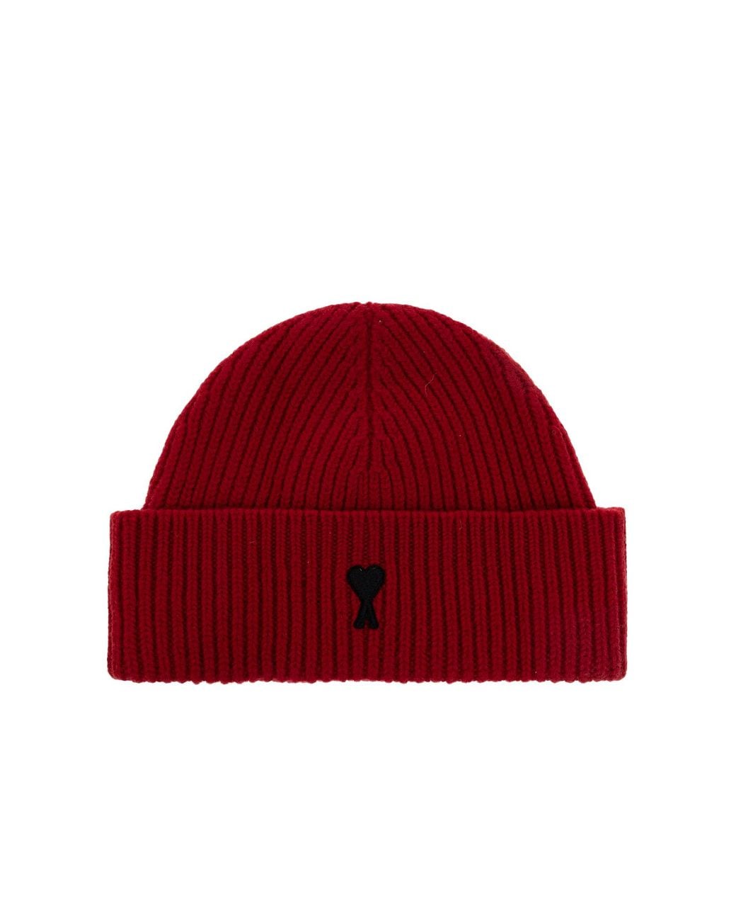 AMI Red Wool Beanie With Logo