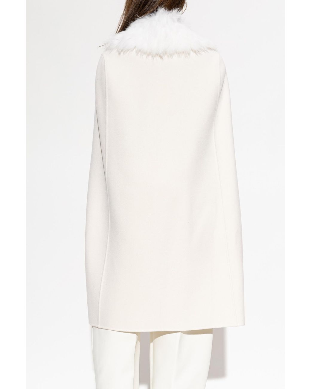 Fendi White Wool Cape