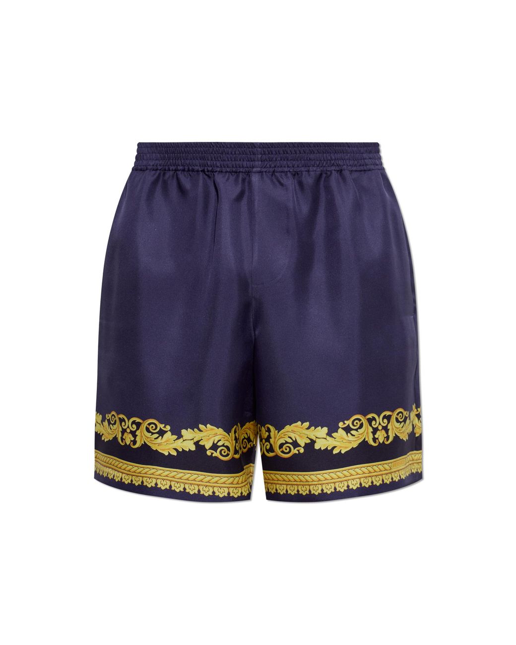 Versace Blue Silk Shorts With Pattern for men