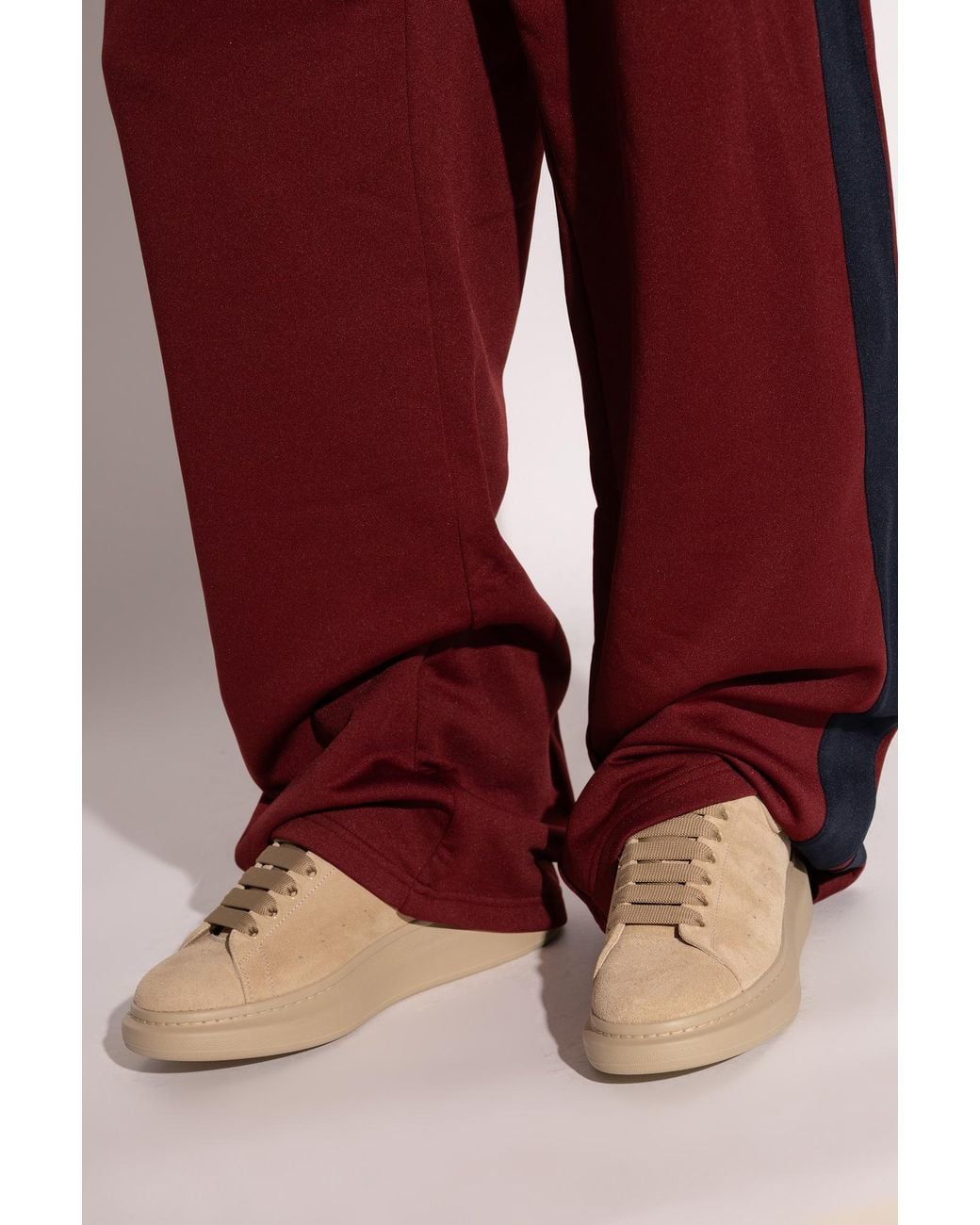 McQueen Brown Leather Sports Shoes With Logo for men