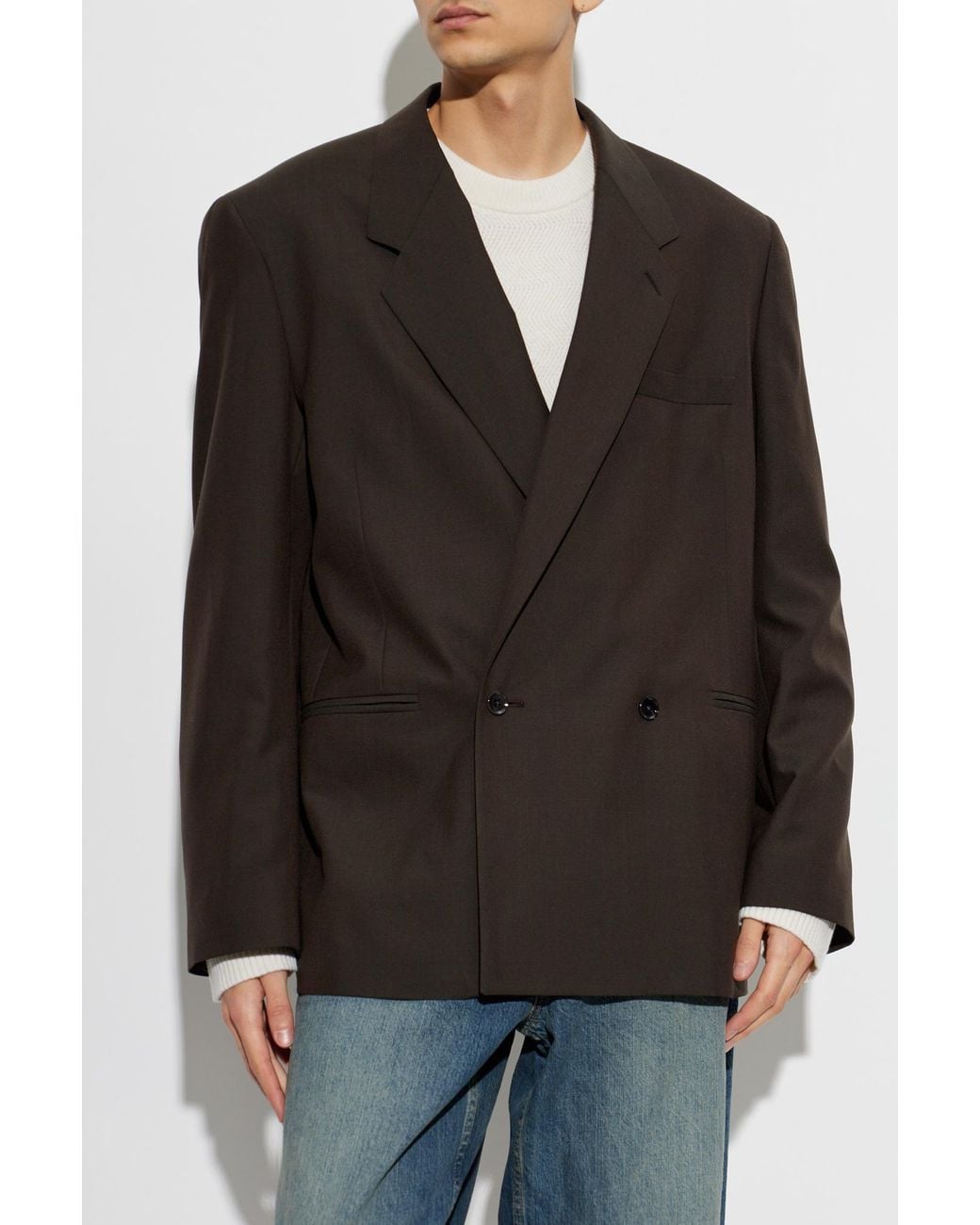 Lemaire Black Open-Lapel Blazer for men