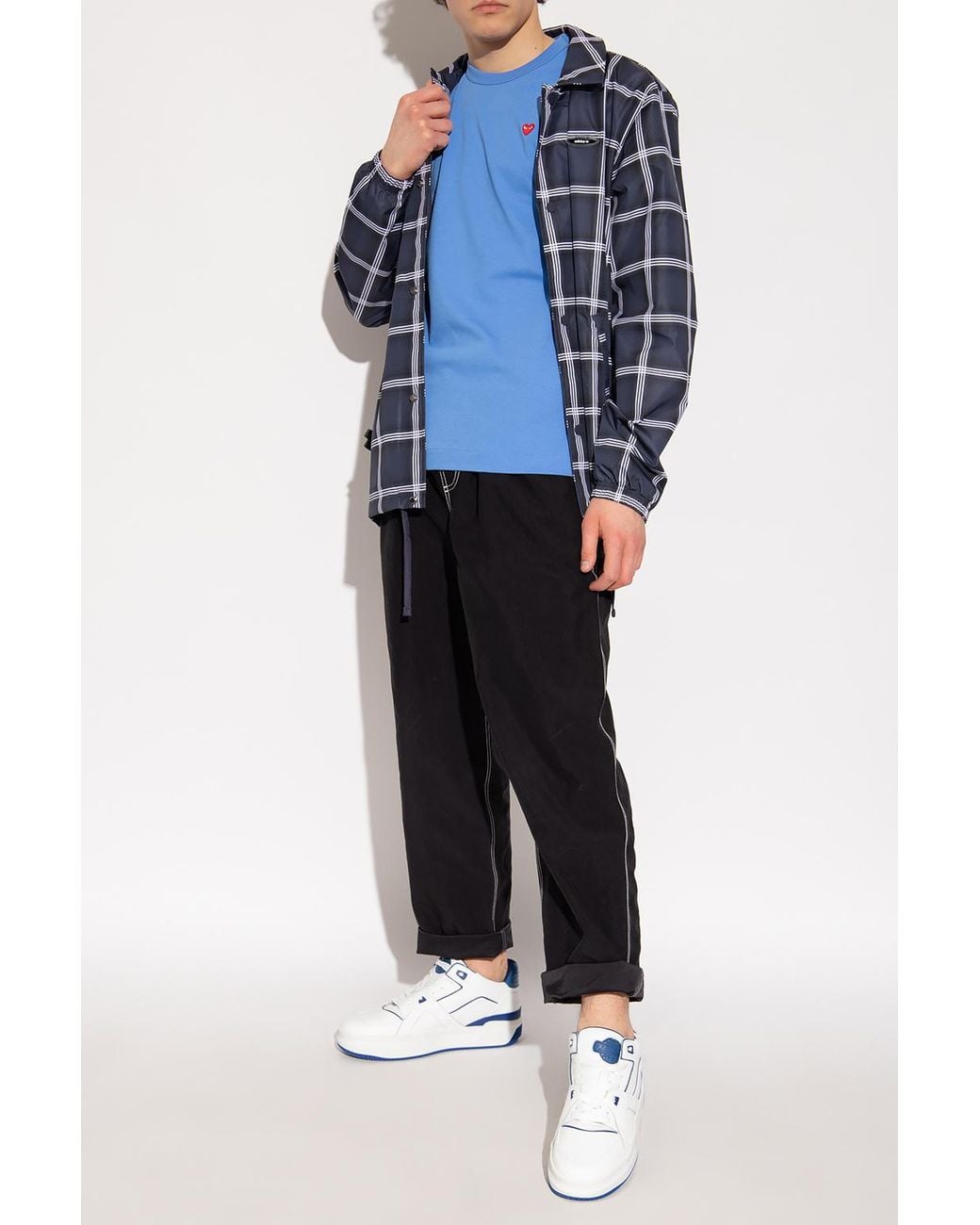 COMME DES GARÇONS PLAY Blue Patched Crew Neck T-Shirt for men