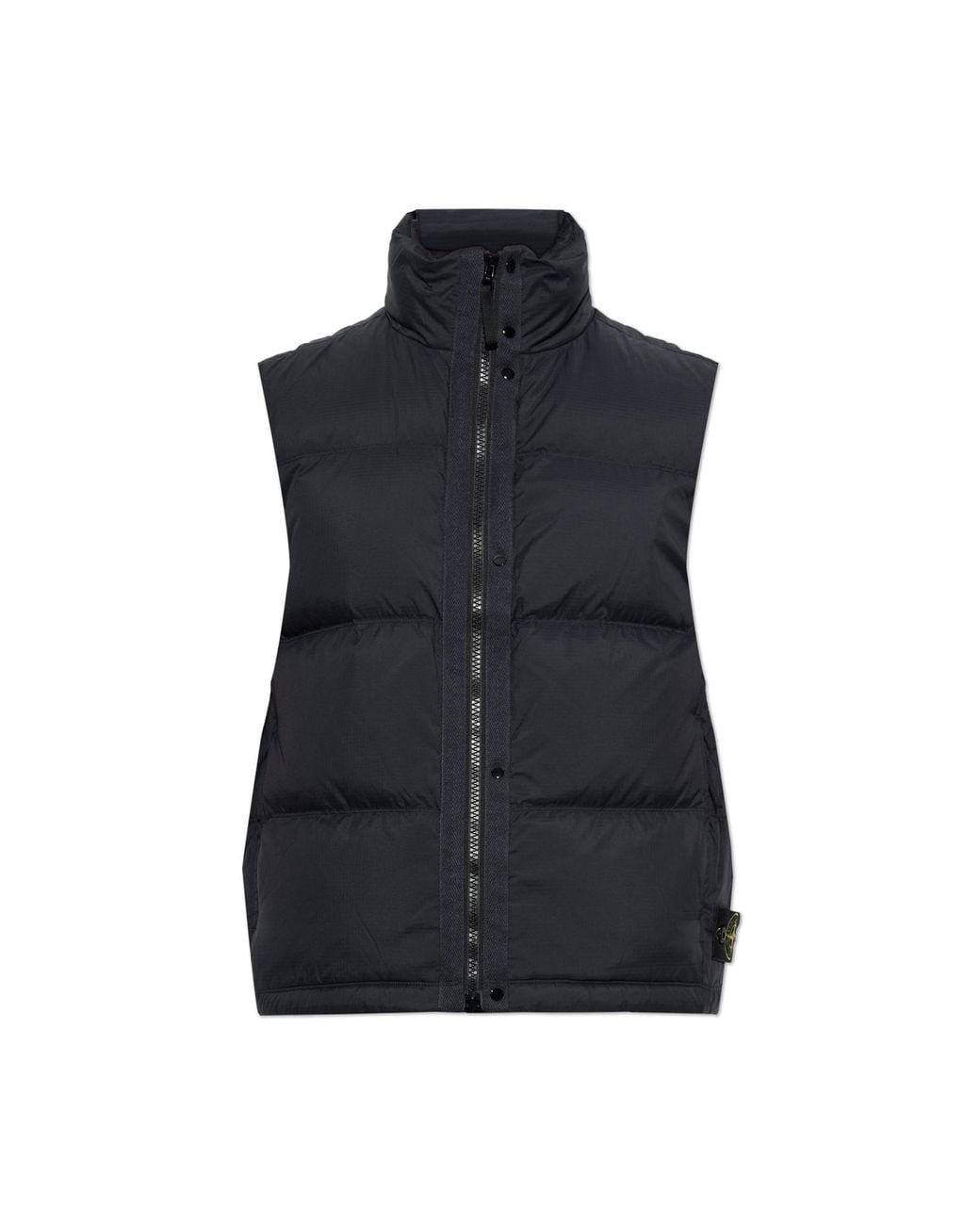 Stone Island Black Quilted Vest With Stand-Up Collar for men