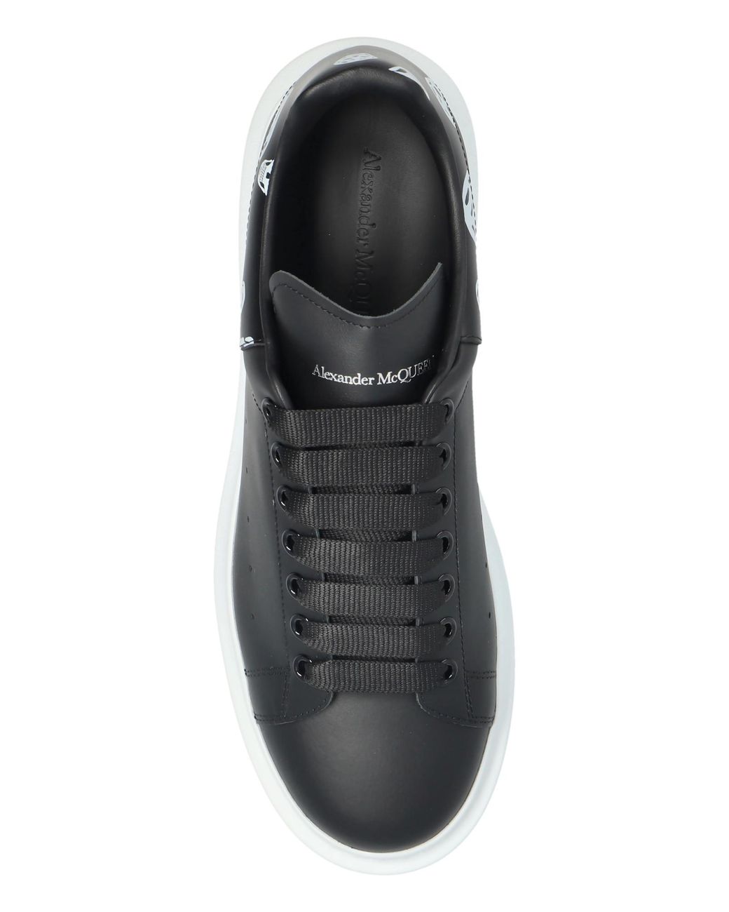 McQueen Black Leather Sports Shoes With Logo for men