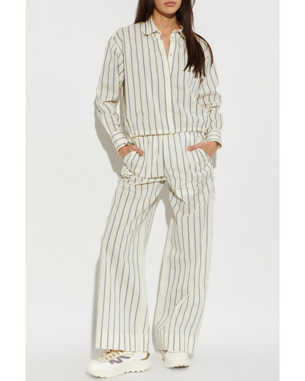 Moncler White Pinstripe Trousers