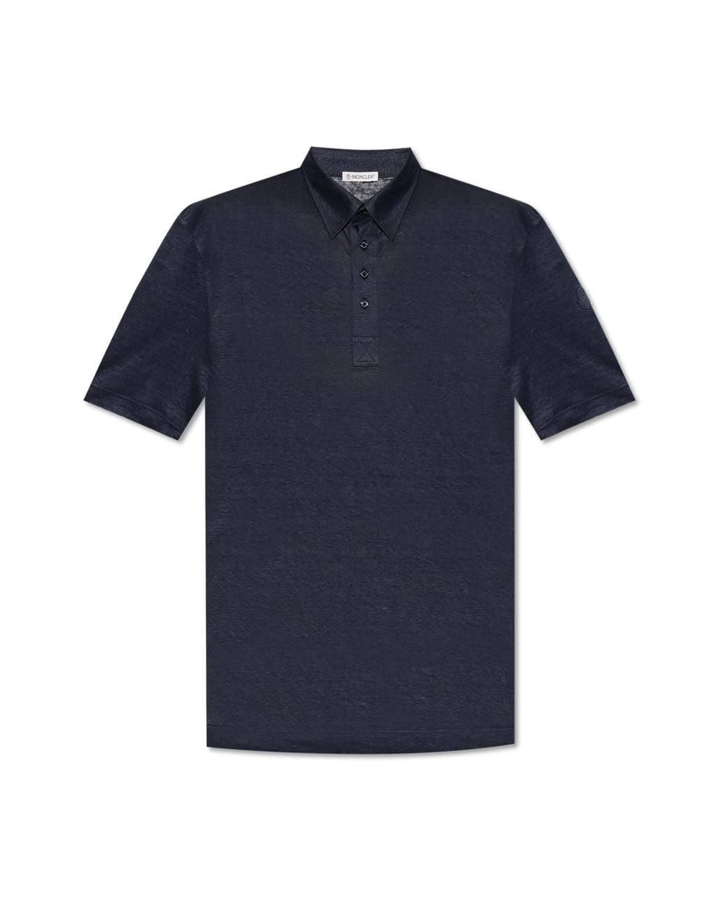 Moncler Blue Linen Polo for men