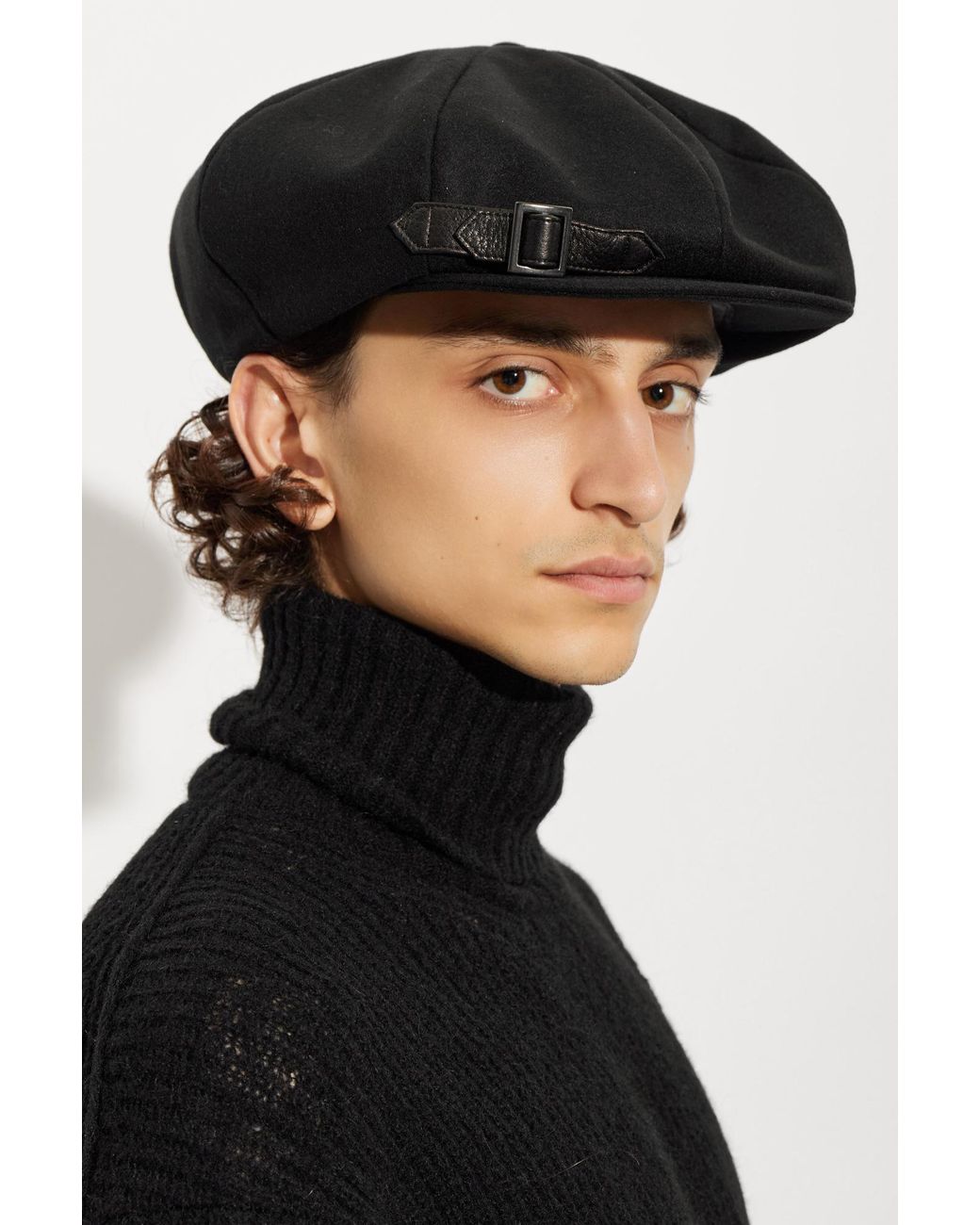 Yohji Yamamoto Black Wool Flat Cap for men