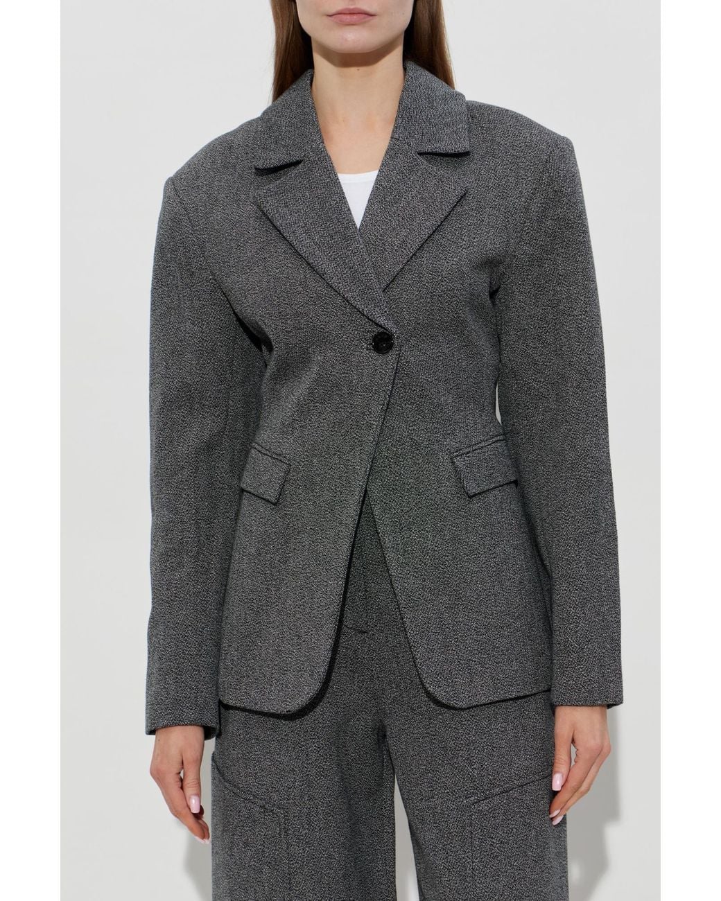 Ganni Gray Blazer With Pockets