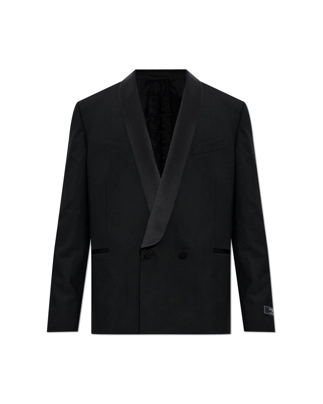Balmain Black Wool Double-Breasted Blazer for men