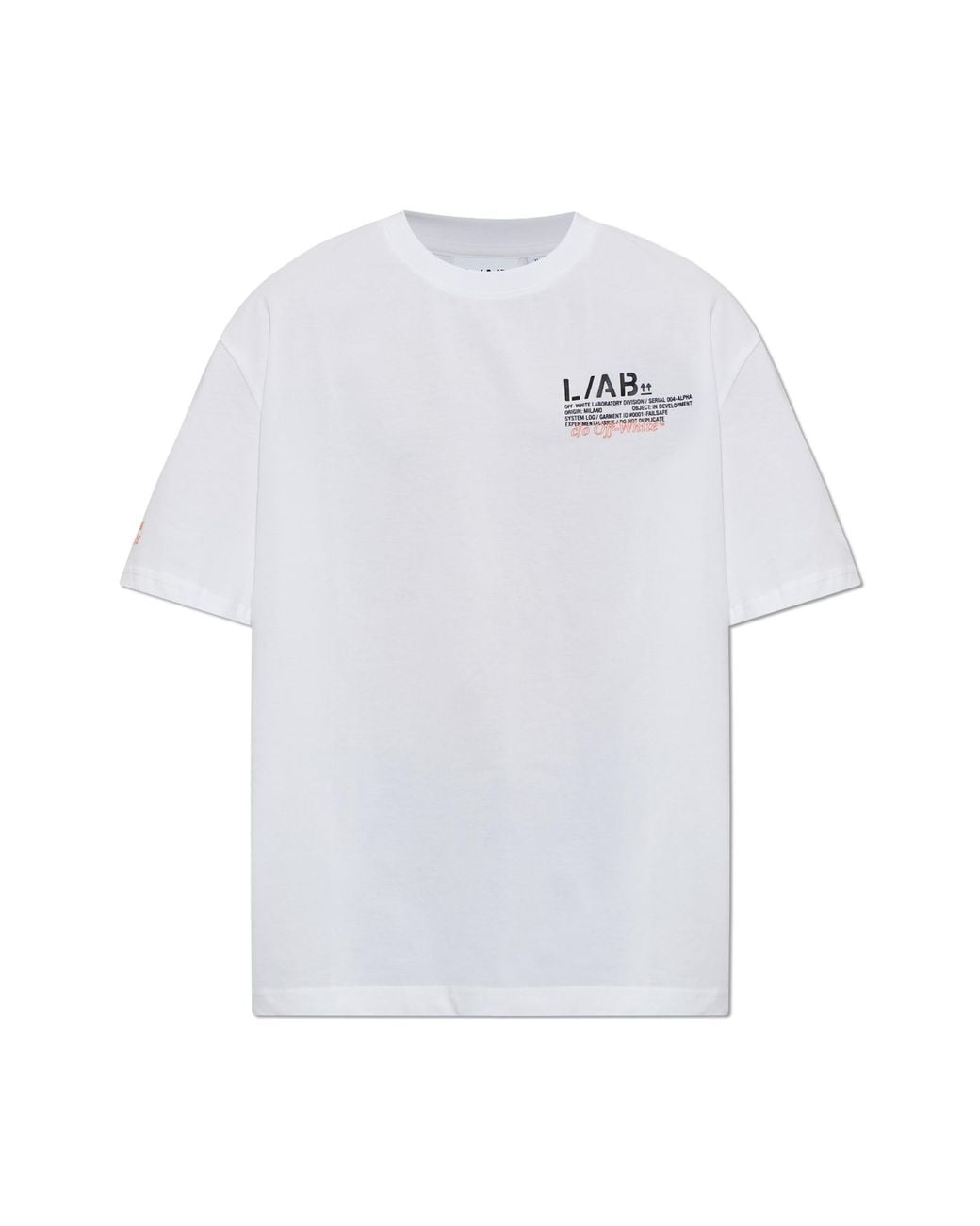 LAB C.O. OFF WHITE White Ab C/O Off- T-Shirt With Logo for men