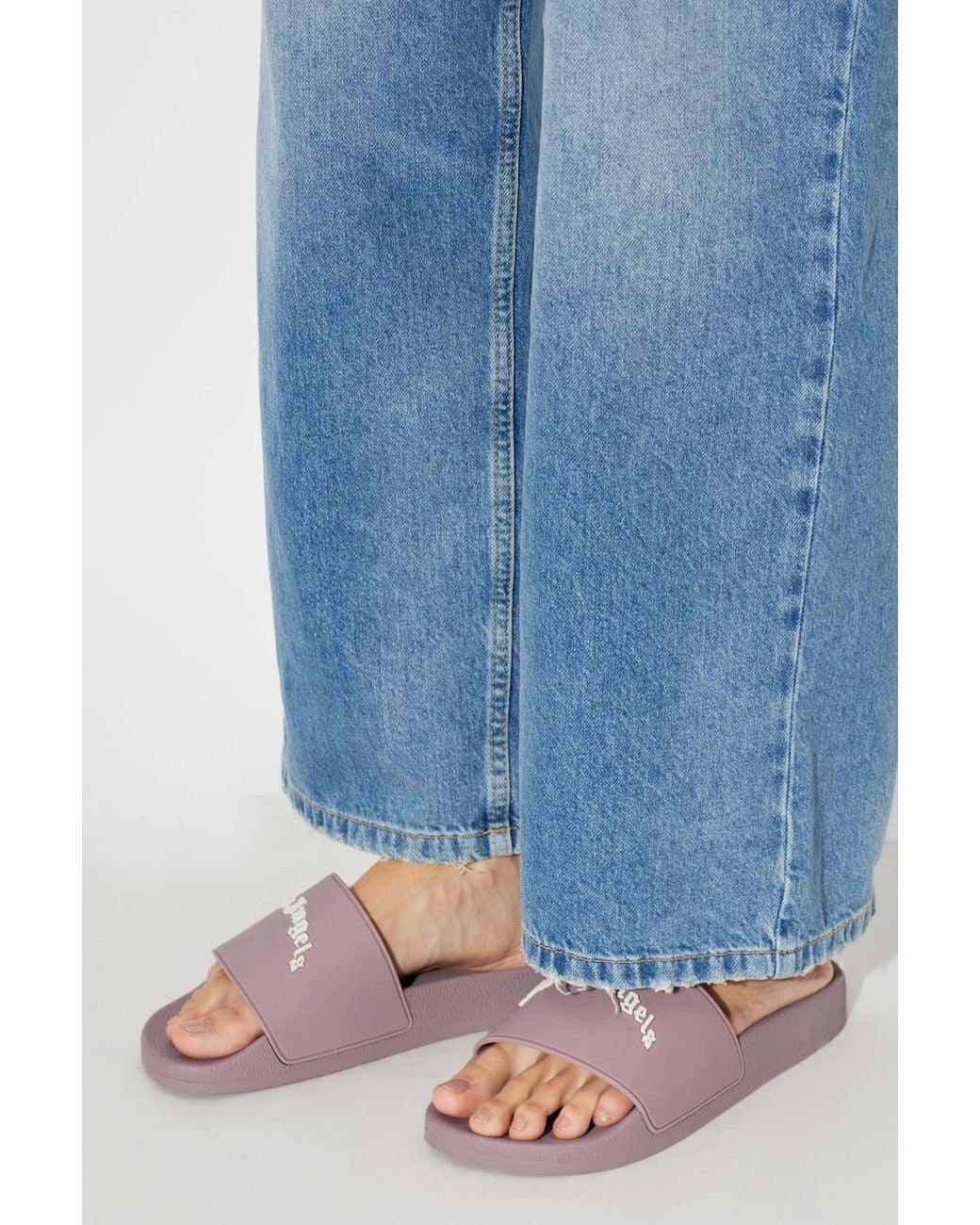 Palm Angels Purple Logo Slide Sandals