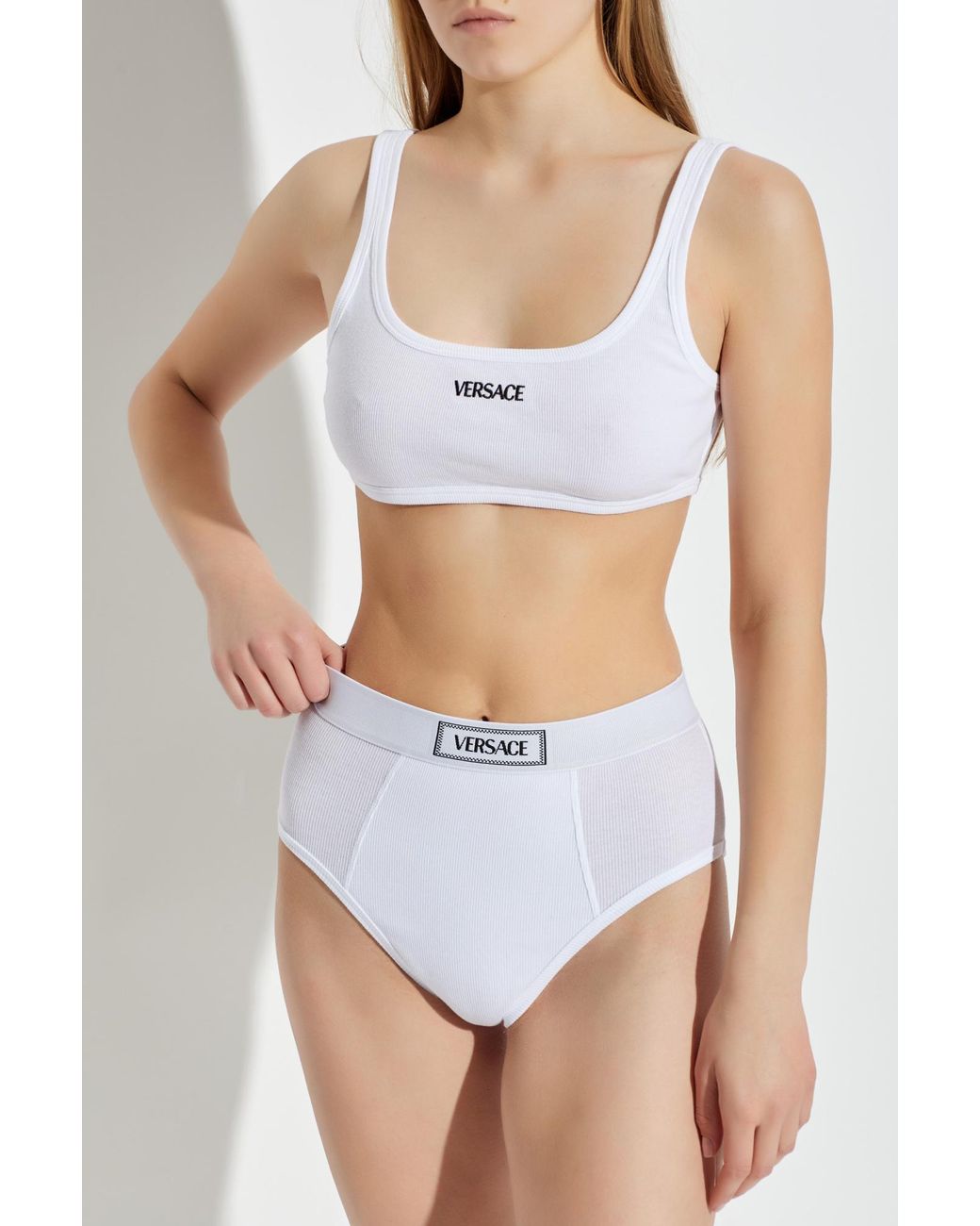 Versace White Logo Bra