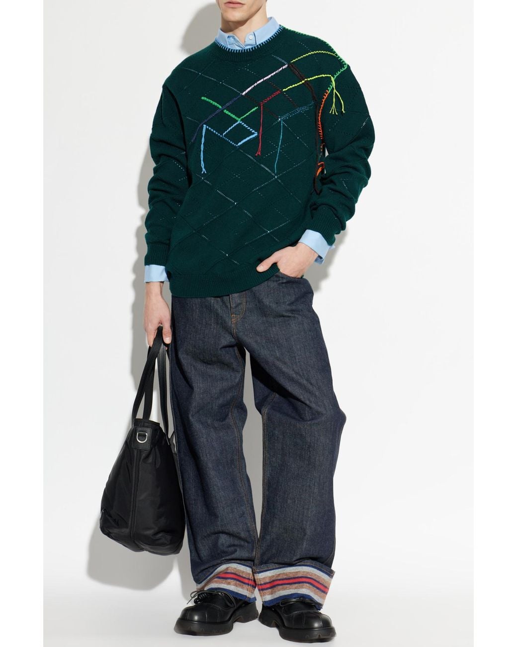 Loewe Blue Wool Sweater for men