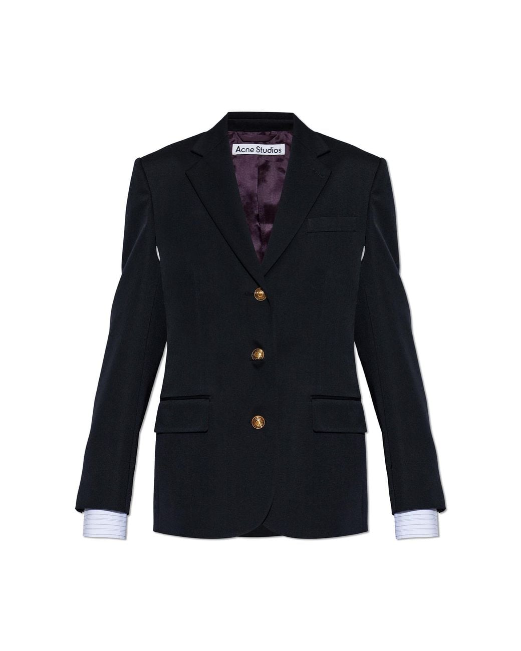 Acne Blue Wool Jacket With Open Lapels