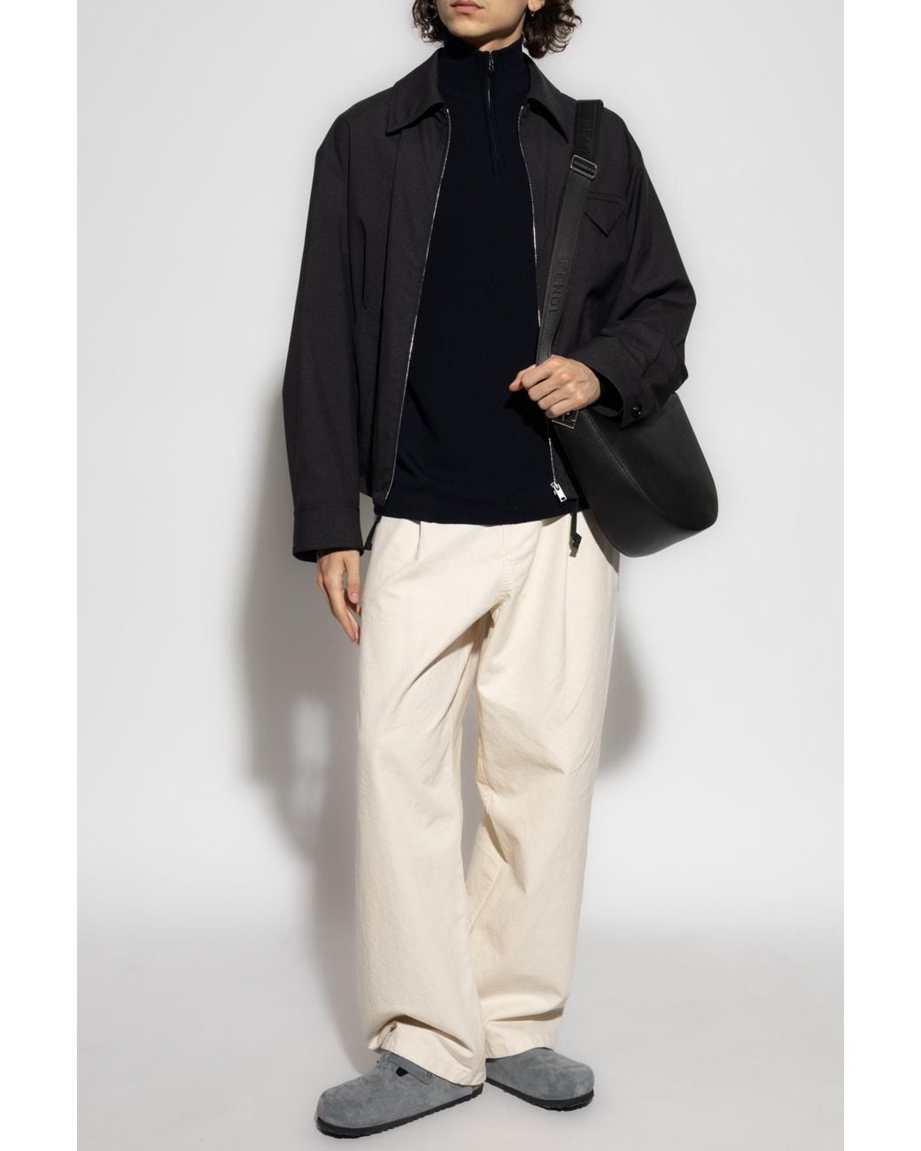 Sease Blue Wool Sweater With A Stand-Up Collar for men