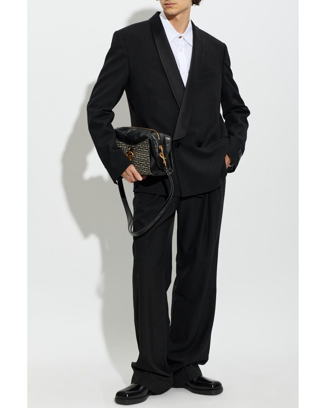 Balmain Black Wool Double-Breasted Blazer for men