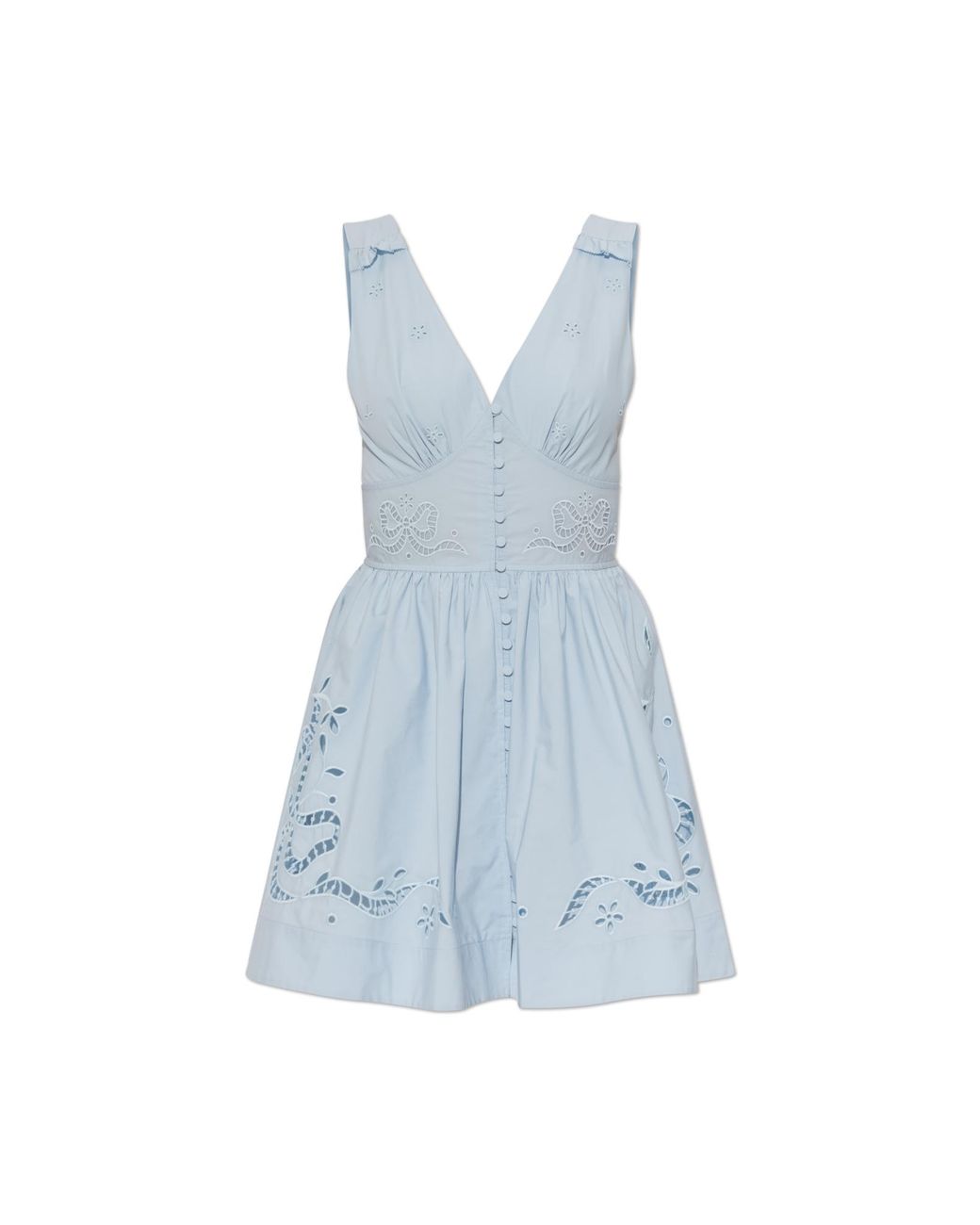Self-Portrait Blue Short Dress With Openwork Pattern