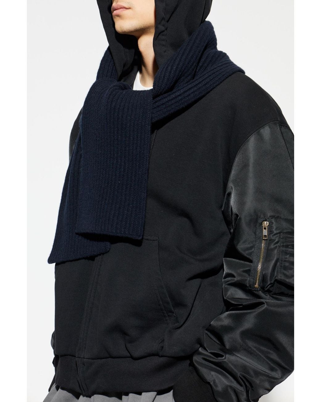 Maison Margiela Blue Wool Scarf for men