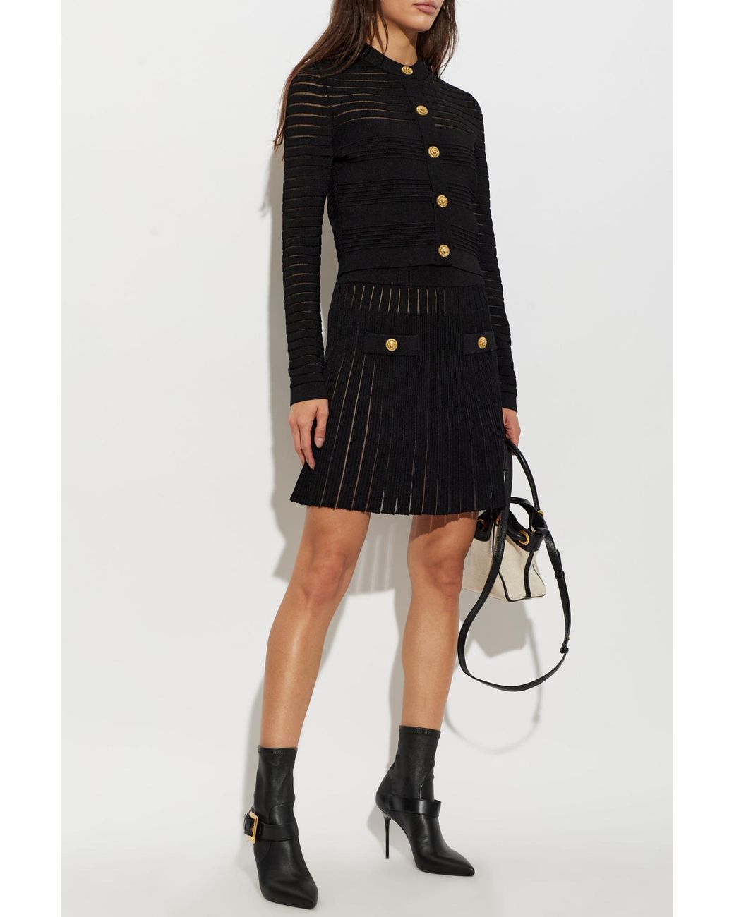 Balmain Black Skirt With Decorative Pockets