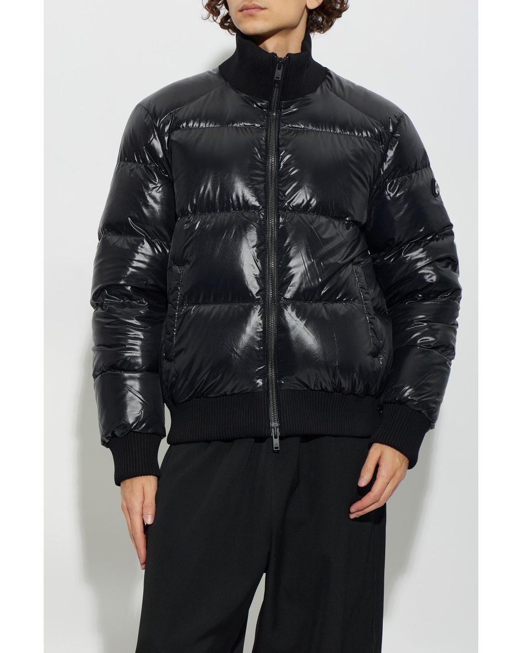 Moose Knuckles Black Down Jacket With Stand-Up Collar for men