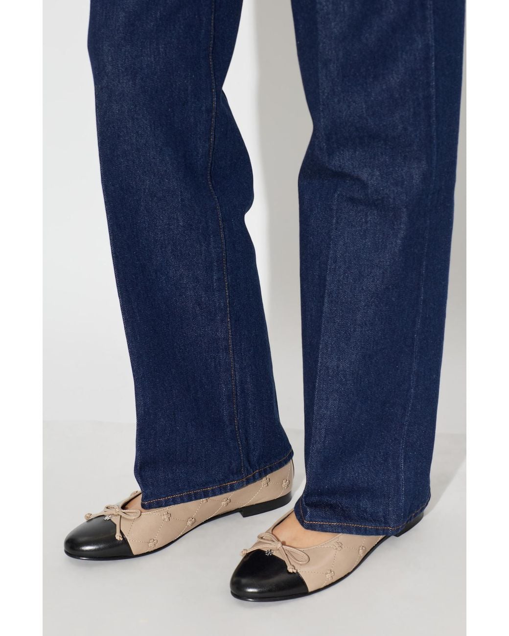 Tory Burch White Bunny Knot Ballet Flats