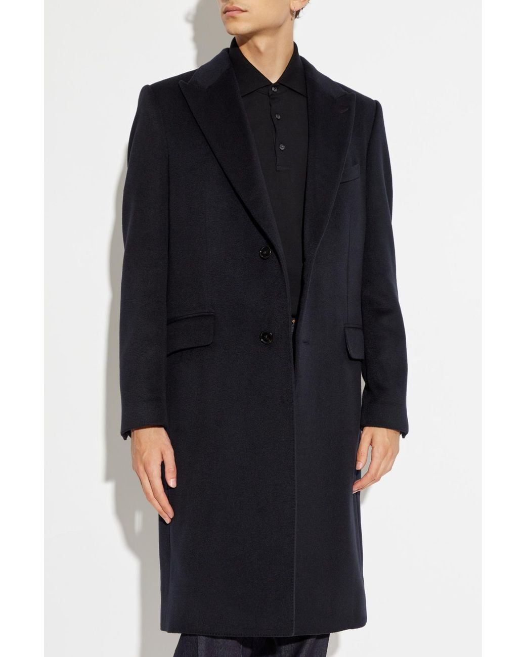 Dolce & Gabbana Blue Cashmere Coat for men