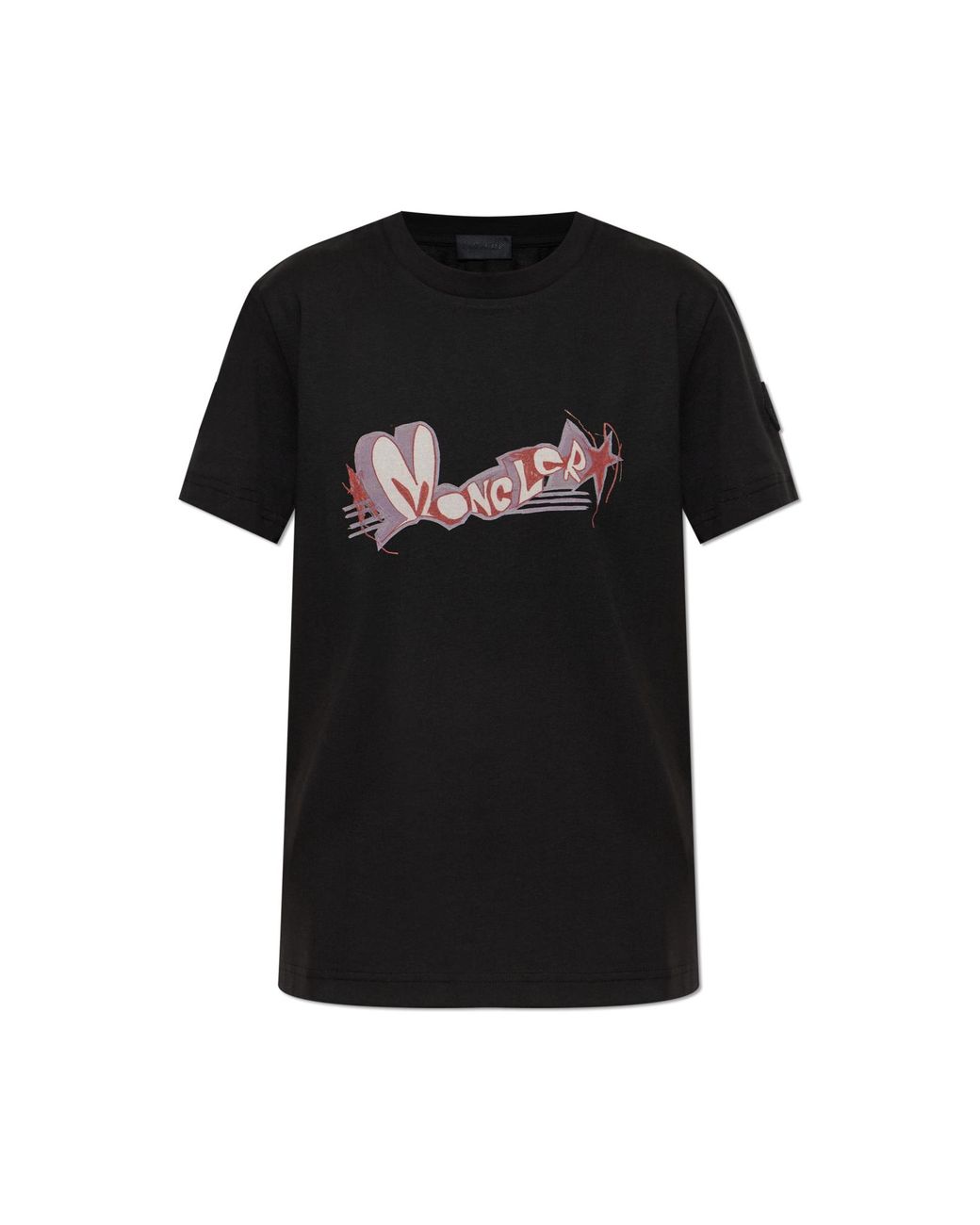 Moncler Black T-Shirt With Printed Logo