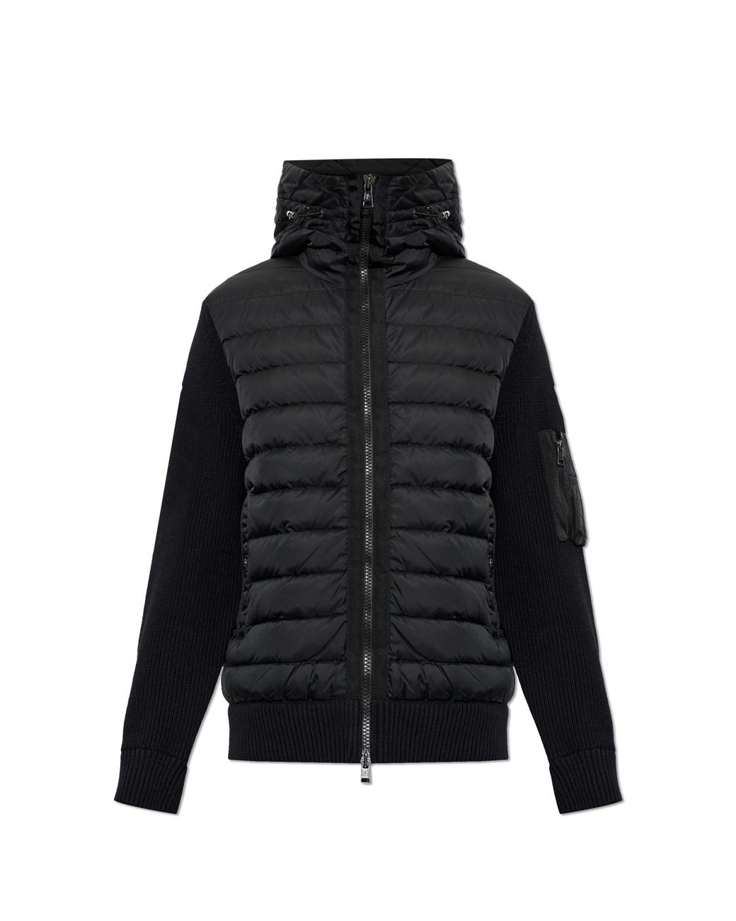 Moncler Black Cardigan With Quilted Front for men