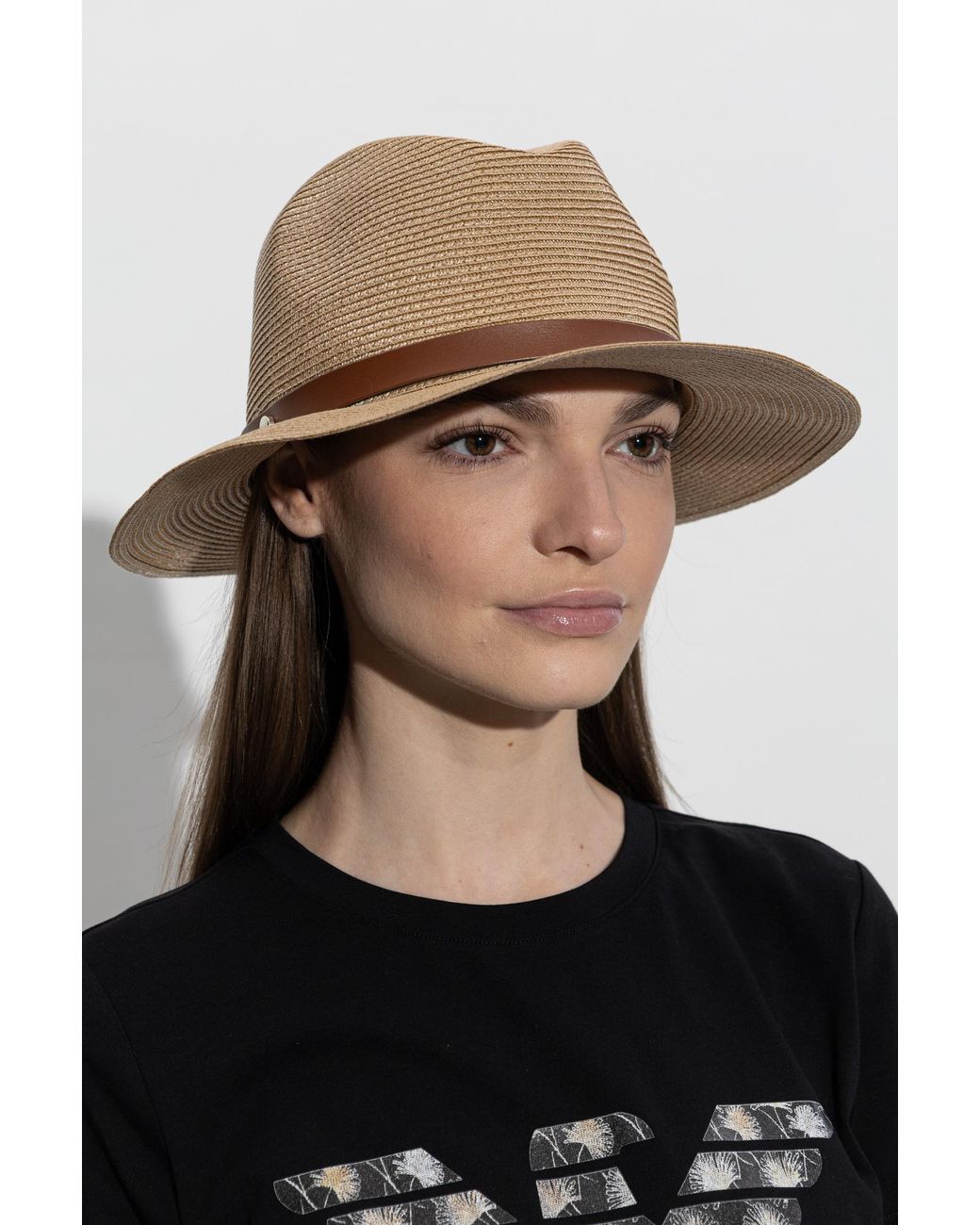 Emporio Armani Natural Hat With Decorative Band