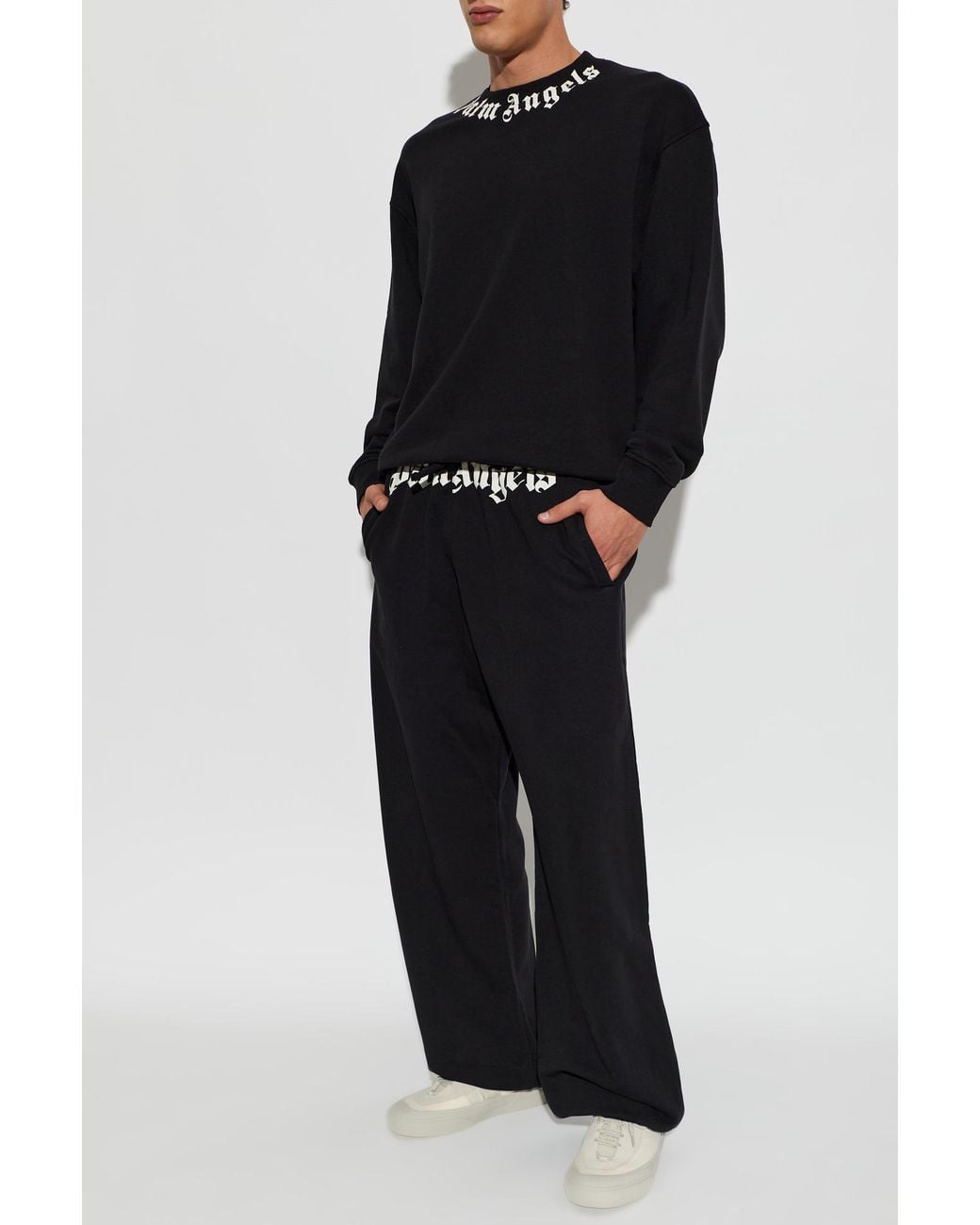 Palm Angels Blue Sweatshirt With Logo for men