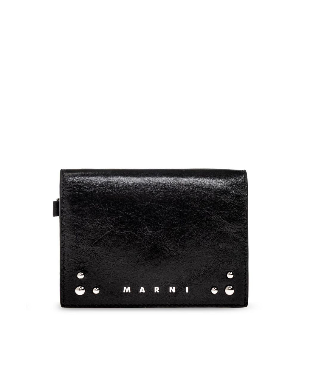 Marni Black Leather Wallet With Logo