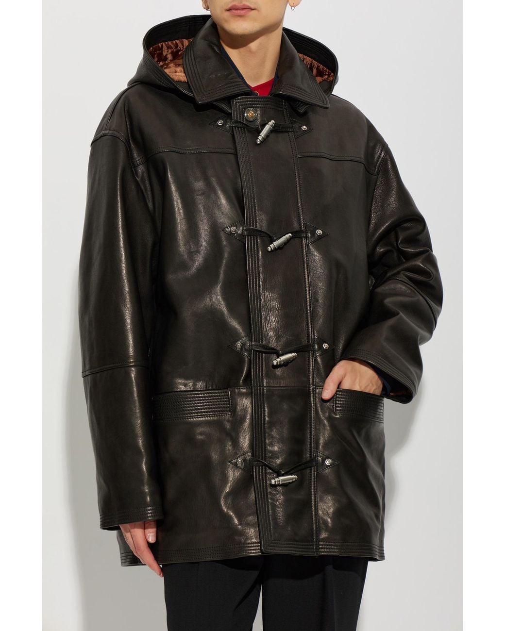 Versace Black Leather Jacket for men