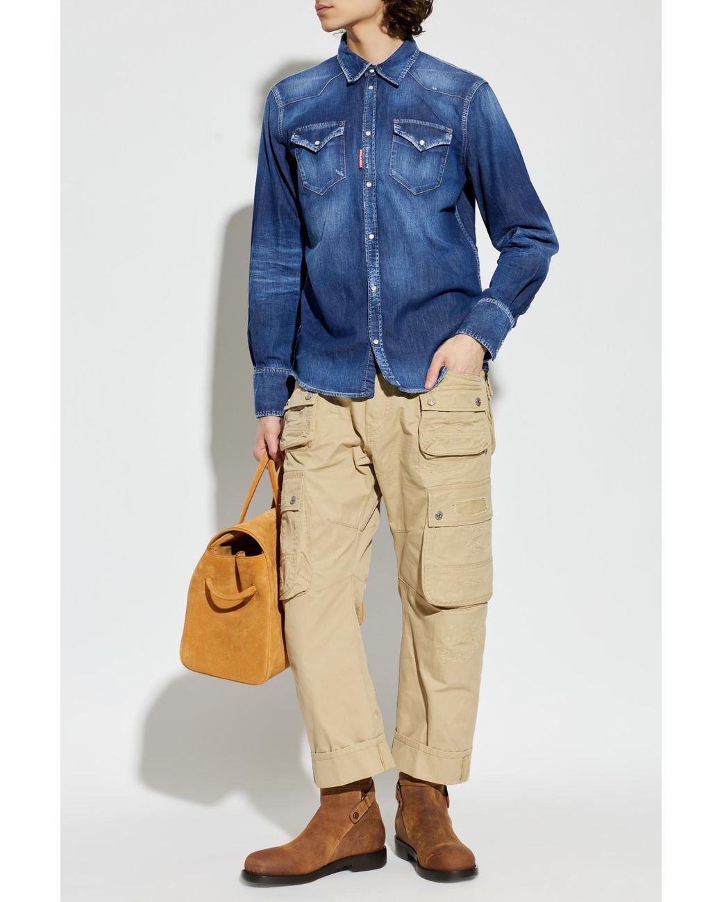 DSquared² Blue Denim Shirt With 'Vintage' Effect for men