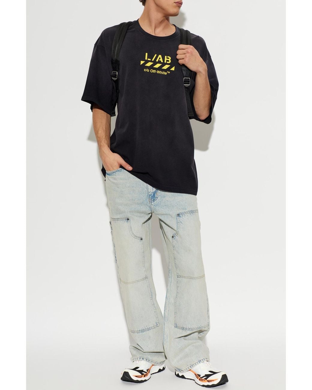 LAB C.O. OFF WHITE Black Logo T-Shirt for men