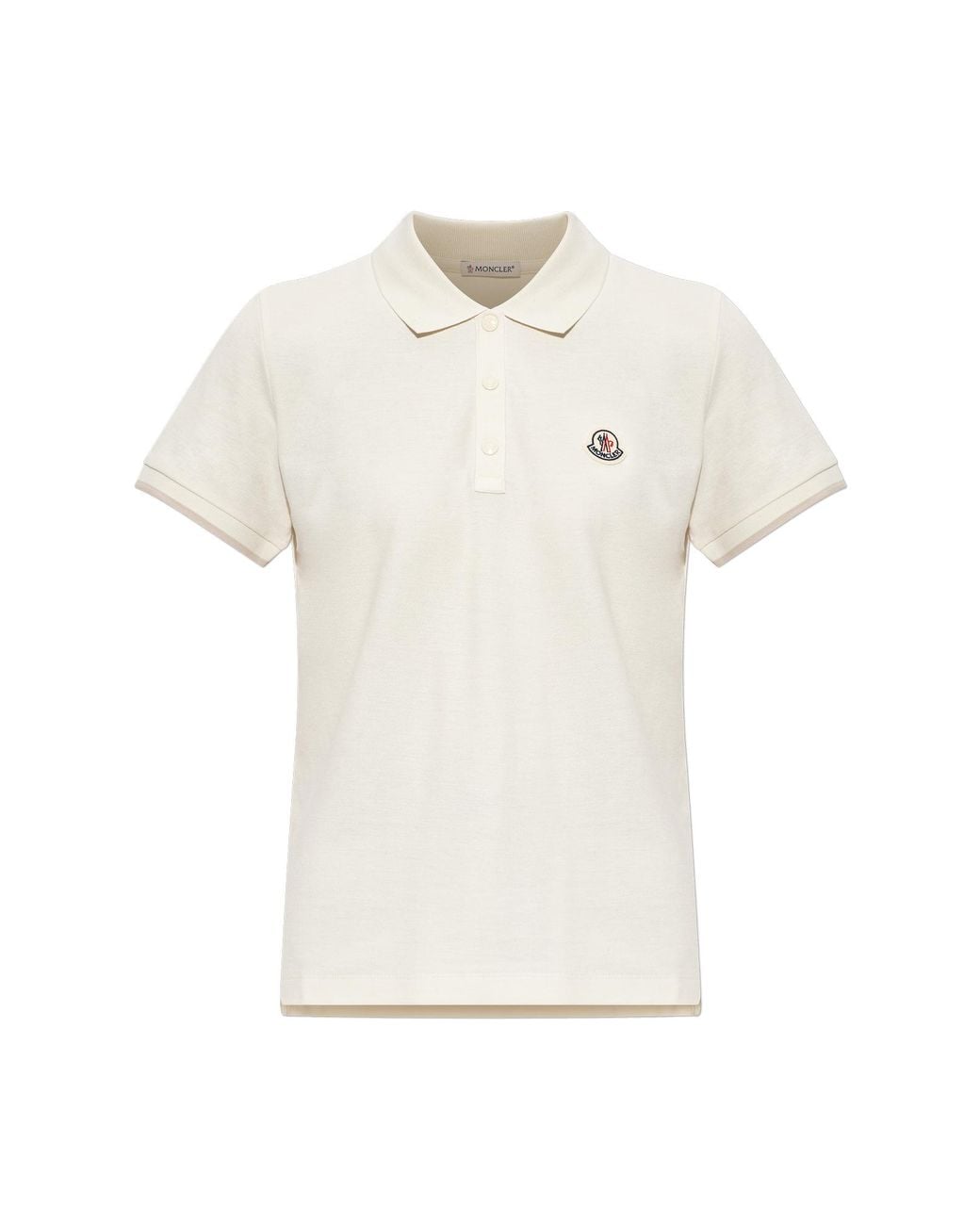 Moncler White Polo Shirt With Logo Patch