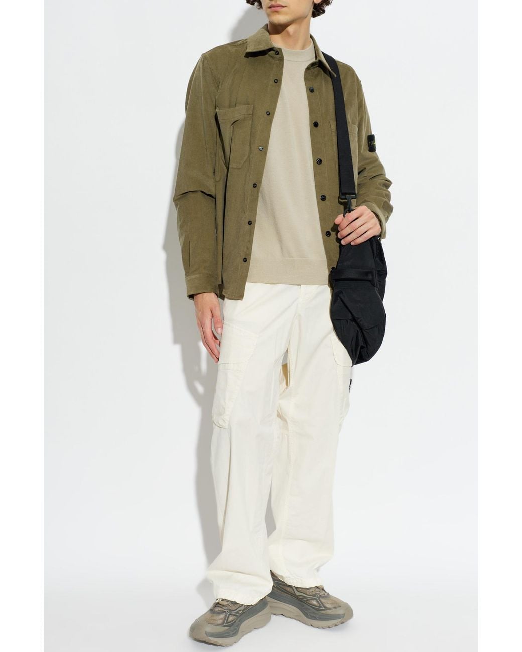 Stone Island White Wool Sweater for men
