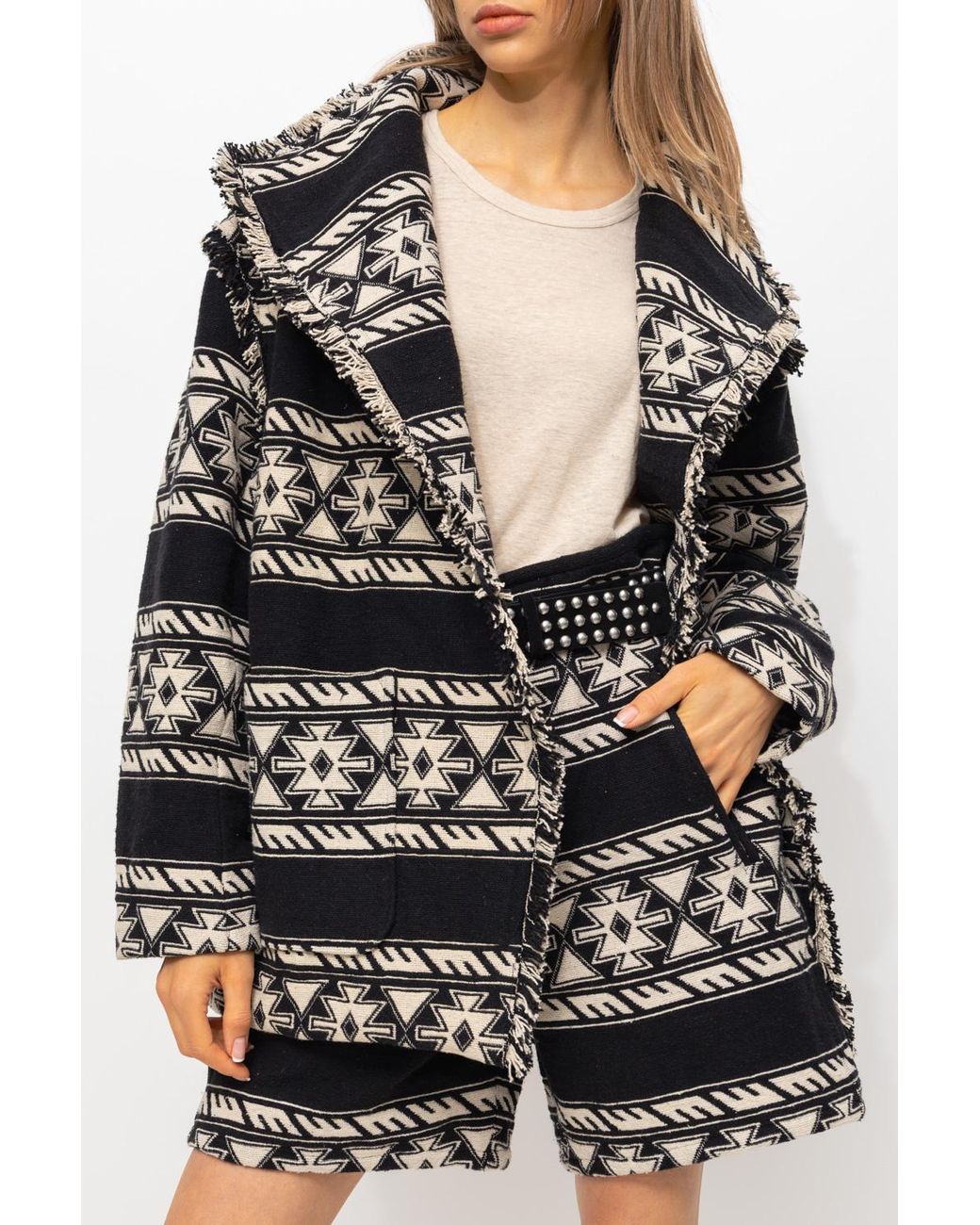 Étoile Isabel Marant 'josialo' Patterned Jacket in Black | Lyst