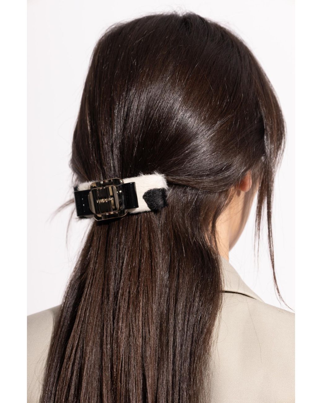 Ferragamo Black Hair Clip With Engraved Logo