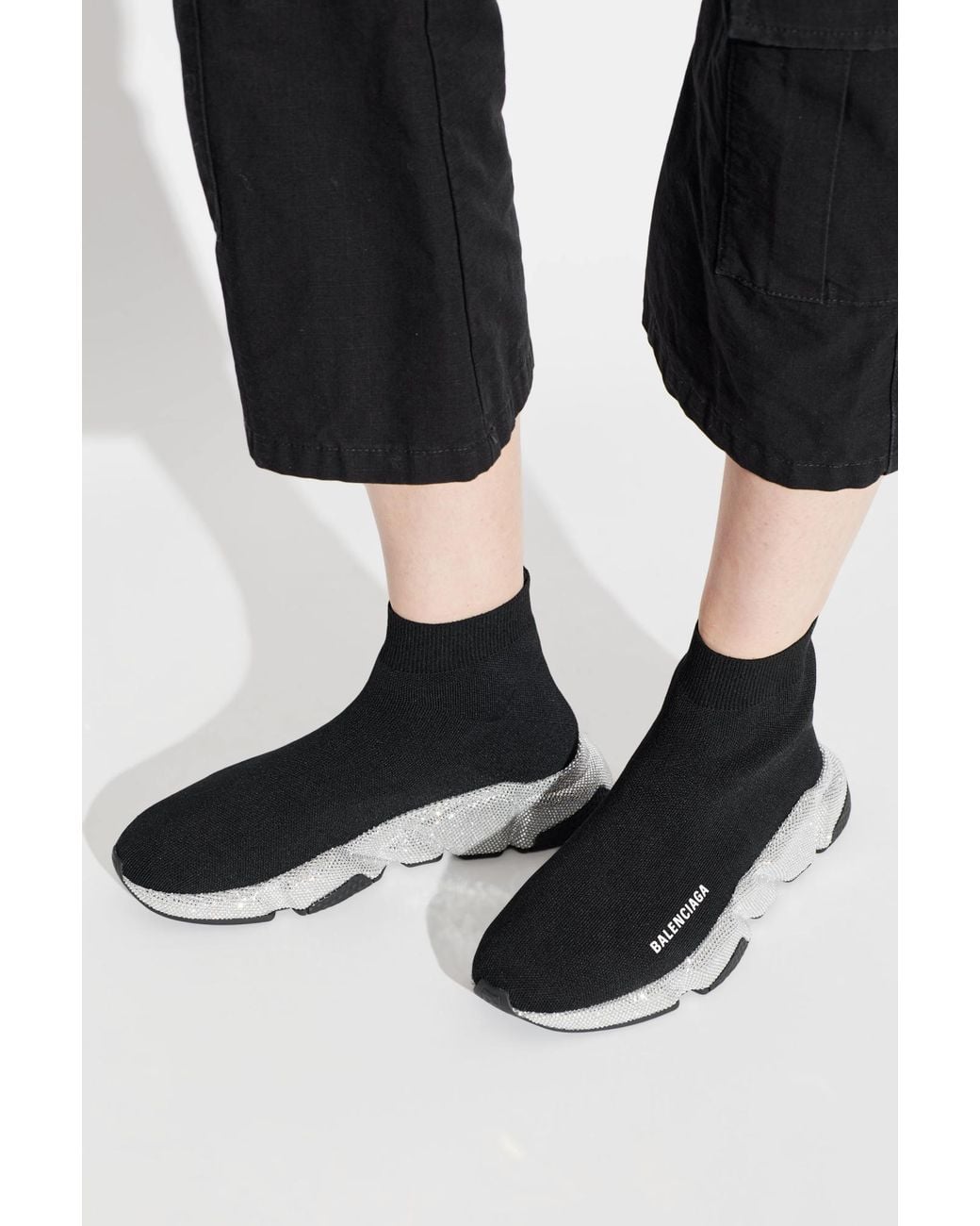 Balenciaga Black Sports Shoes With Sock 'Speed Lt'
