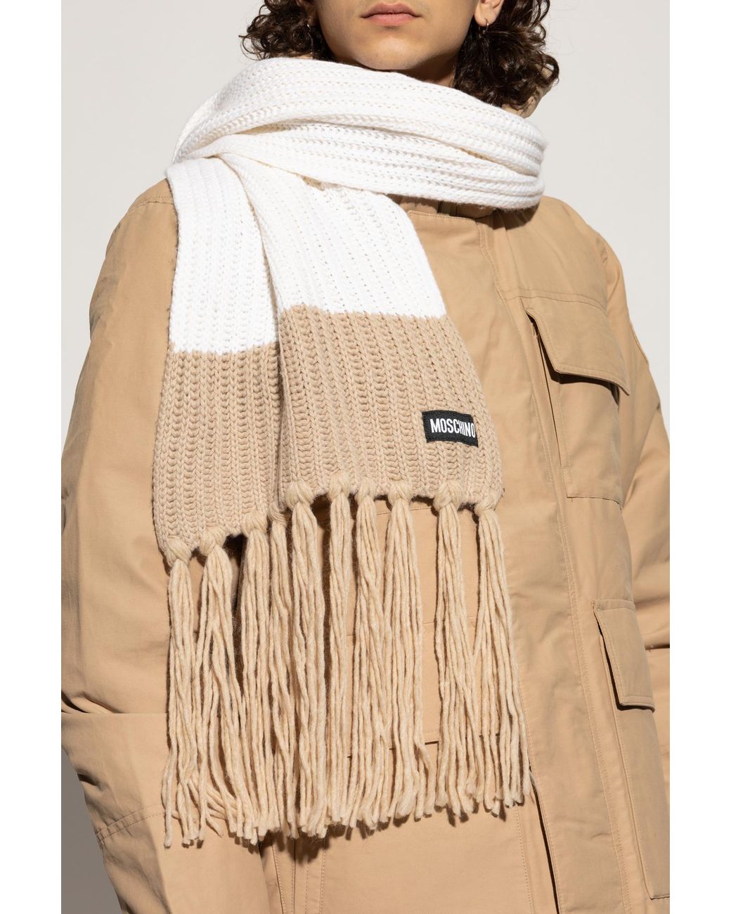 Moschino Natural Scarf With Logo